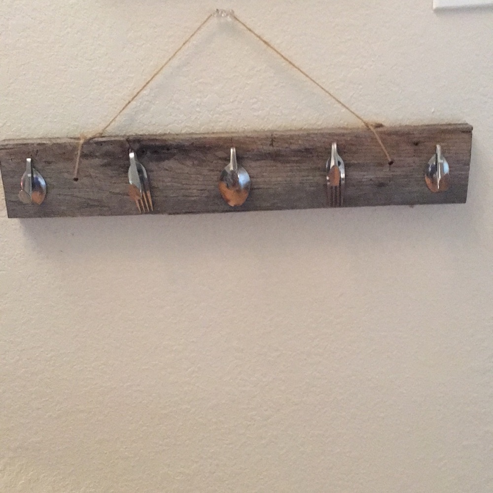 Rustic hanging hook wall rack.
